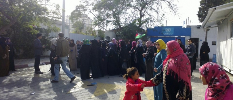 Wessal Alliance members in a crowded sit-in before the UNSCO building  